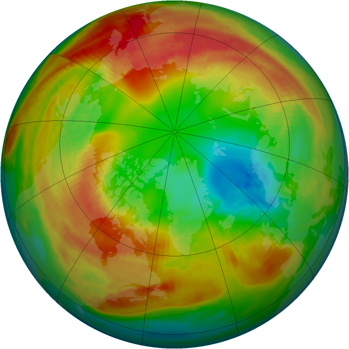 Arctic ozone map for 13 February 1986